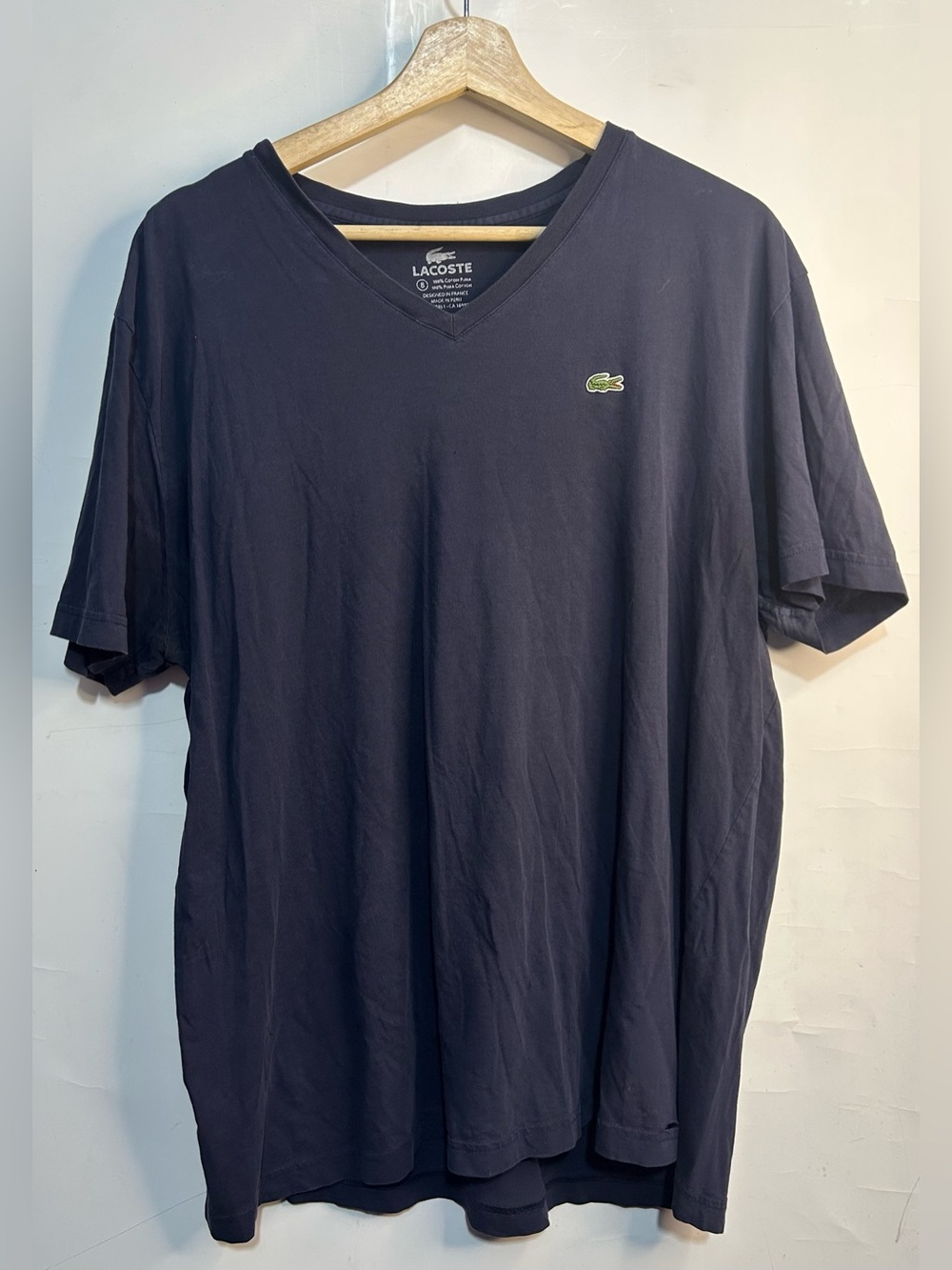 Lacoste Navy V-Neck T-Shirt Men's Size 8 (3X)